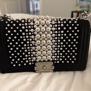 Chanel Medium Pearl-Embellished Boy Bag